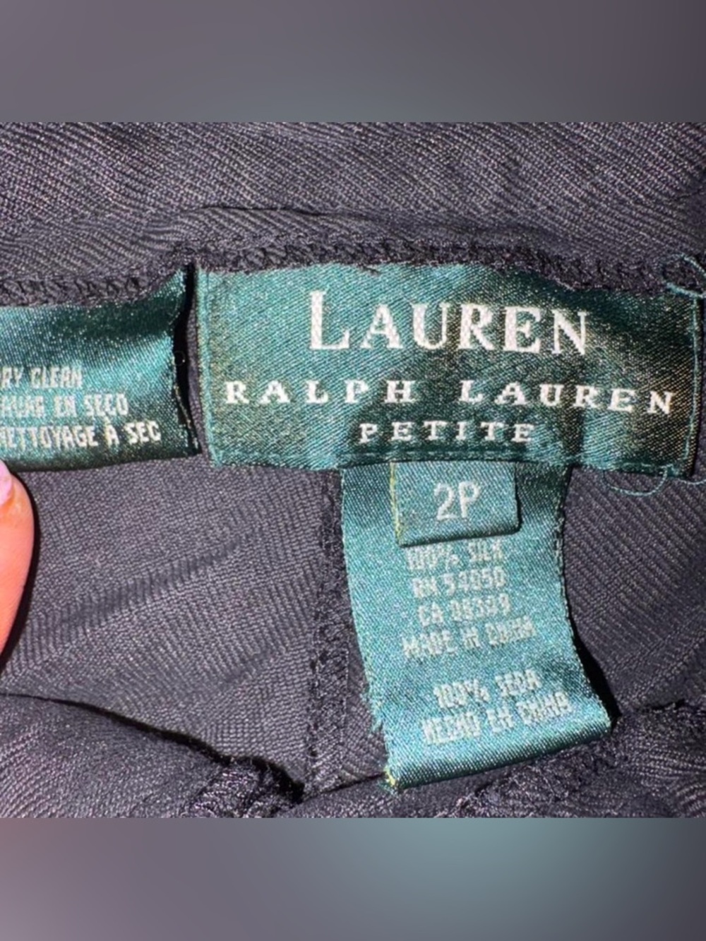 Lauren Ralph Lauren Petite 2P Black 100% Silk Pants
